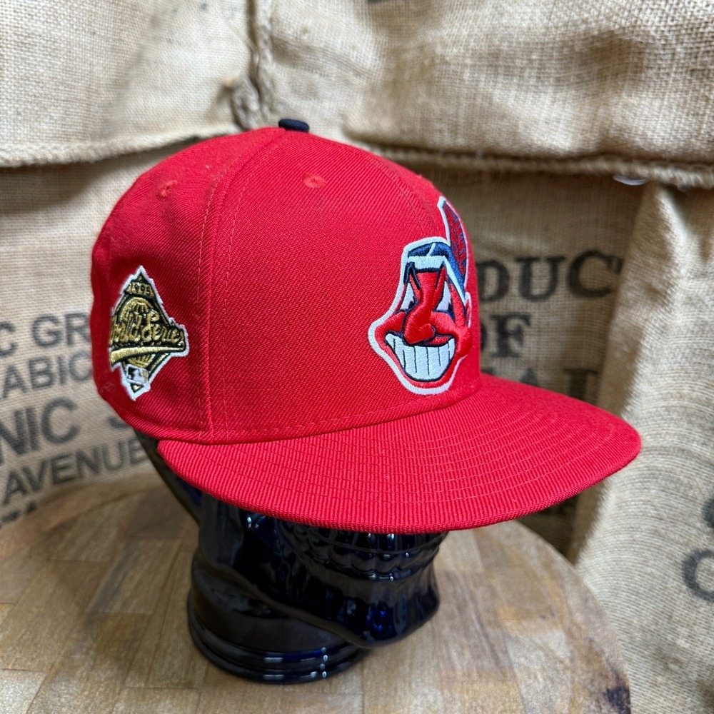 Cleveland Indians Wahoo 7 1995 WS Discontinued Red 7 3/8 New Era Retro Hat Cap